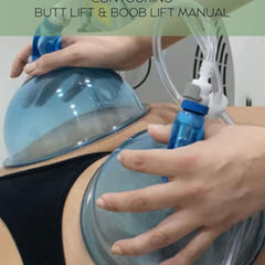 Close-up of vacuum therapy device with sleek black handle and contoured silicone cups for body sculpting treatments