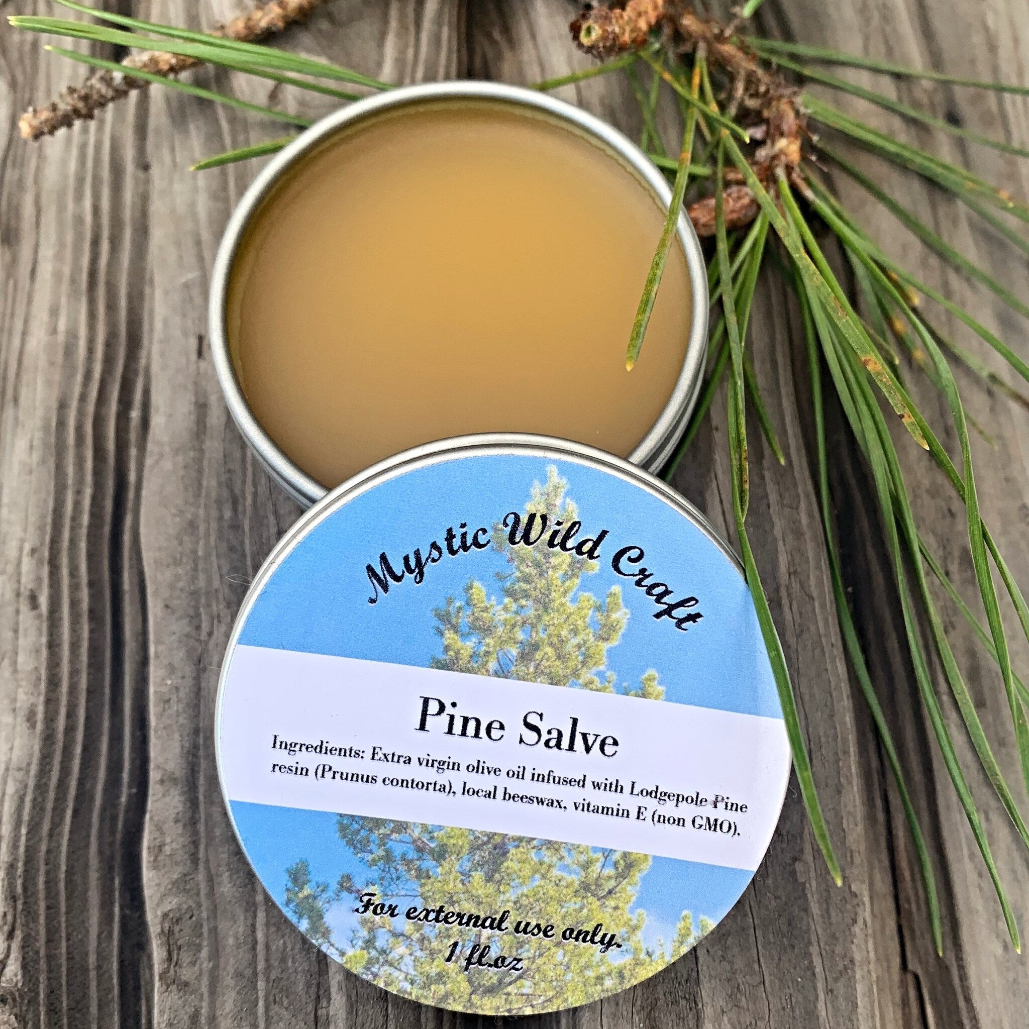Main product view of Canadian Pine Salve Wildcrafted in British Columbias Pristine Mountains