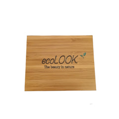 Side view of vegan autumn flower eyeshadow palette showcasing matte and shimmer pans in warm terracotta and gold hues