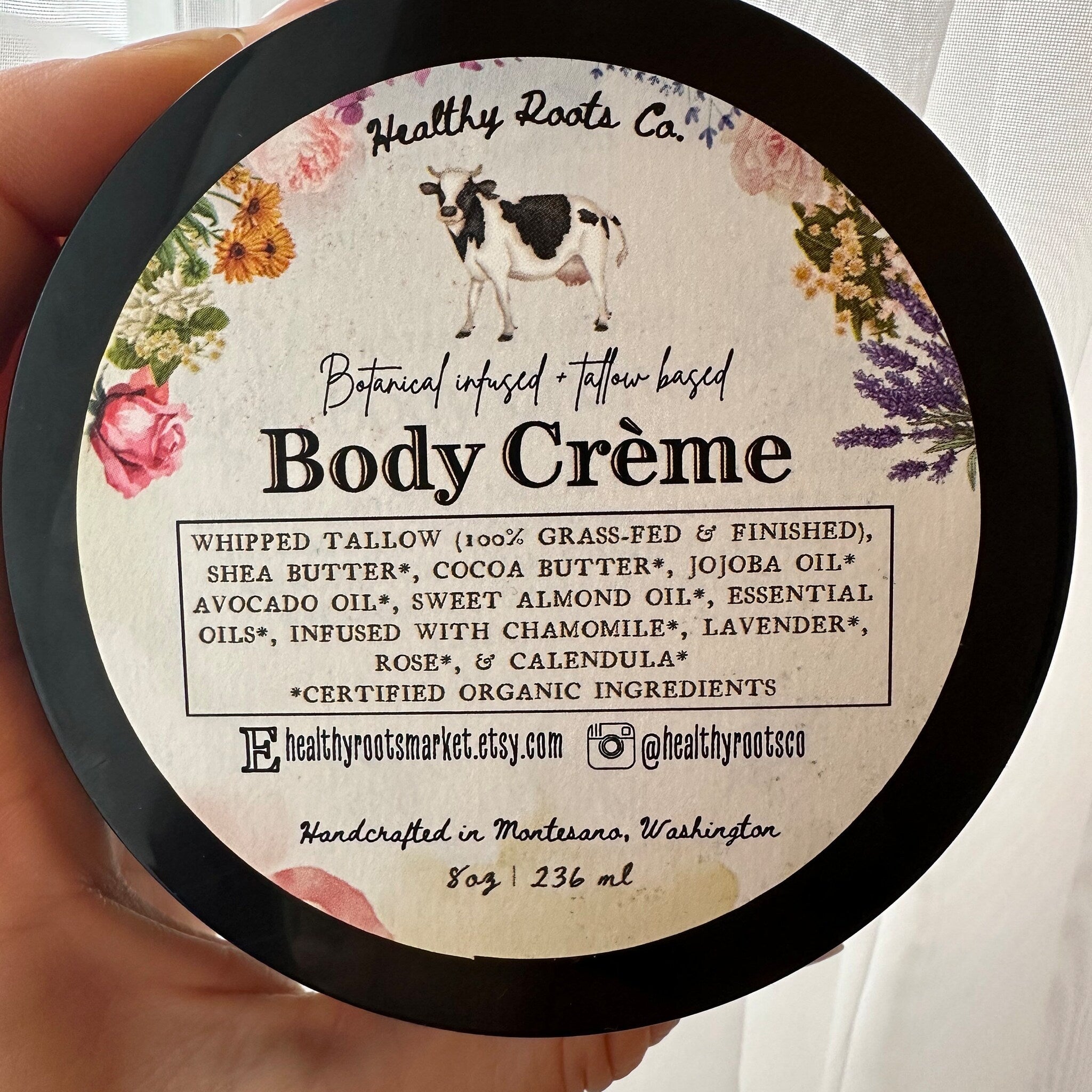 Main product view of Organic Whipped Tallow Body Cream with Botanicals - Natural Skin Care Gift