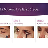 Eye makeup application steps with ShawdowTees, paper material, and eye makeup use