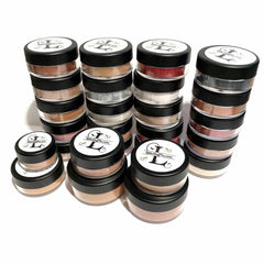 Makeup jars with black lids, transparent containers, and LittleStuff4u.com logo labels