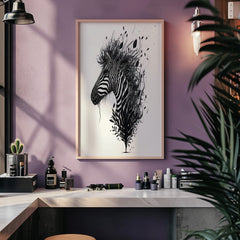 Close-up of zebra tattoo stencil with intricate black stripes on transparent PNG/SVG background for skin art application