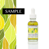 Face moisturizer bottle with clear glass, white dropper, and Leaf Seed Berry label