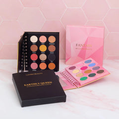 Eyeshadow palettes with various colors, black, pink, and gold packaging, LAVISH BEAUTY brand