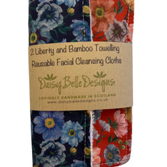 Reusable face wipes with floral patterns, Liberty fabric, and white trim, set of 2