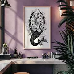 Close-up of pearlescent blue serum bottle with mermaid-scale texture and gold dropper