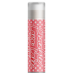 Lip balm tube with red and white heart pattern, Delight Naturals Chocolate Lava Cake text