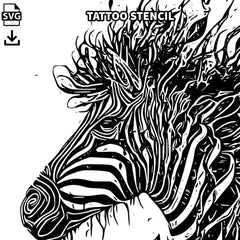 Usage example of High-Resolution Zebra Tattoo Design PNGSVG Transparent Printable Stencil
