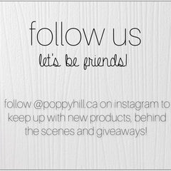 Social media graphic with white background, black text, and poppyhill.ca Instagram handle to follow