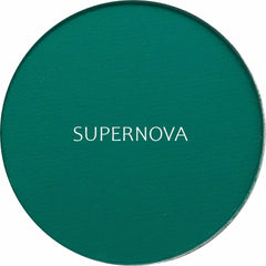 Side view of matte Supernova eyeshadow compact showcasing smooth texture and rich pigment saturation