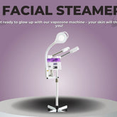 White and gold facial steamer with sleek design, emitting gentle mist for glowing skin care