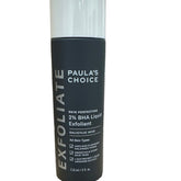Facial cleanser bottle, black and white, Paula's Choice text, vertical style, product details visible