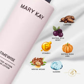 Toner lotion bottle, pink and black, with Mary Kay branding and ingredients shown