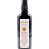 Toner bottle, black glass, white label, Haiku Mist Neroli Rose, spray bottle
