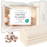 Cotton flannel fabric, unbleached, soft, ULITABLOOM, for castor oil pack, 4 pieces