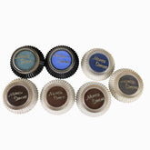 Vintage Monica Simone eyeshadow palette with 1950s-inspired pastel pink and mint green shades in retro compact.