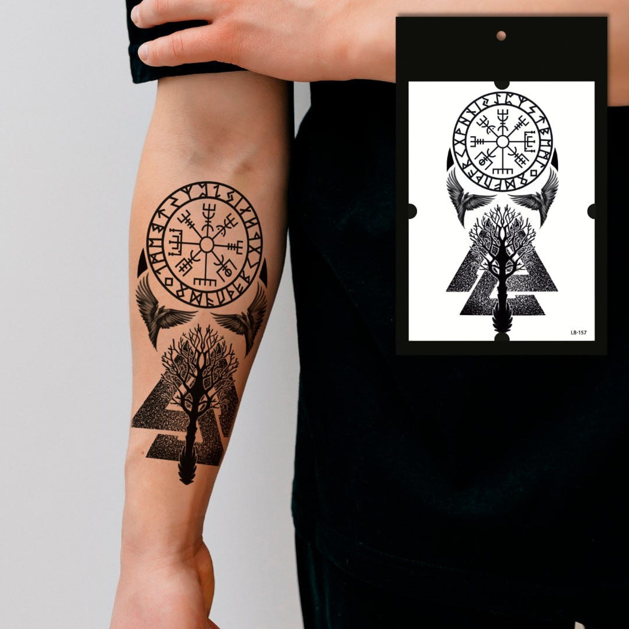 Main product view of Temporary Viking Runes Yggdrasil Tree Tattoos Realistic Skin-Safe
