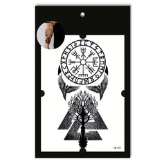 Close-up of realistic Viking rune tattoo applied on forearm with natural skin texture visible