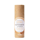 Lip balm tube, brown cardboard, Rayburn's Naturals label, peppermint flavor