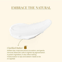 Clarified butter, white cream texture, applied on skin, for lip care