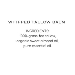 Golden whipped tallow balm being smoothed onto bare skin with fingertips