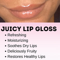 Juicy lip gloss with a glossy, light pink finish on lips, Broadway Vita Soft