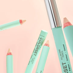 All-in-one pencil with mint green barrel, silver cap, and peach tip, brand name visible