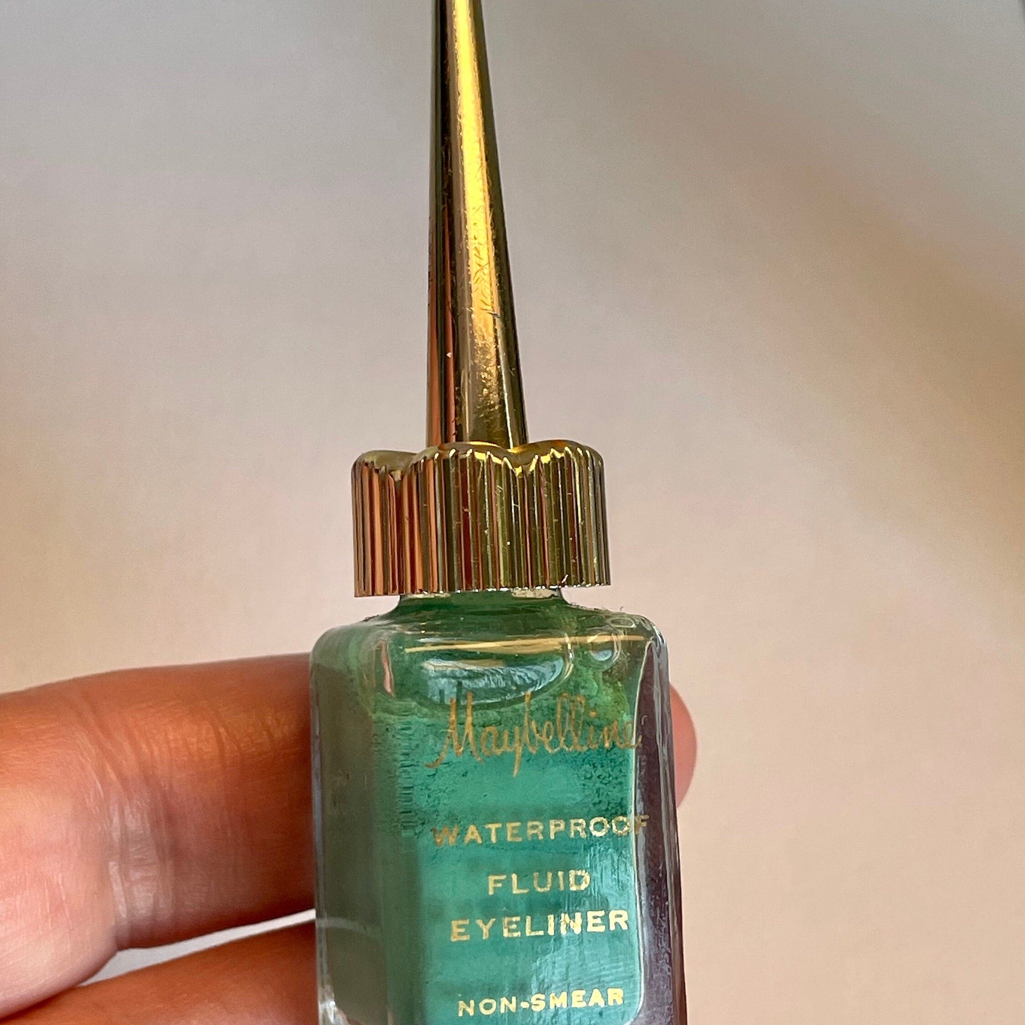 Main product view of Vintage 1960 Maybelline Green Fluid Eyeliner - Unused Collectors Item in Glass B