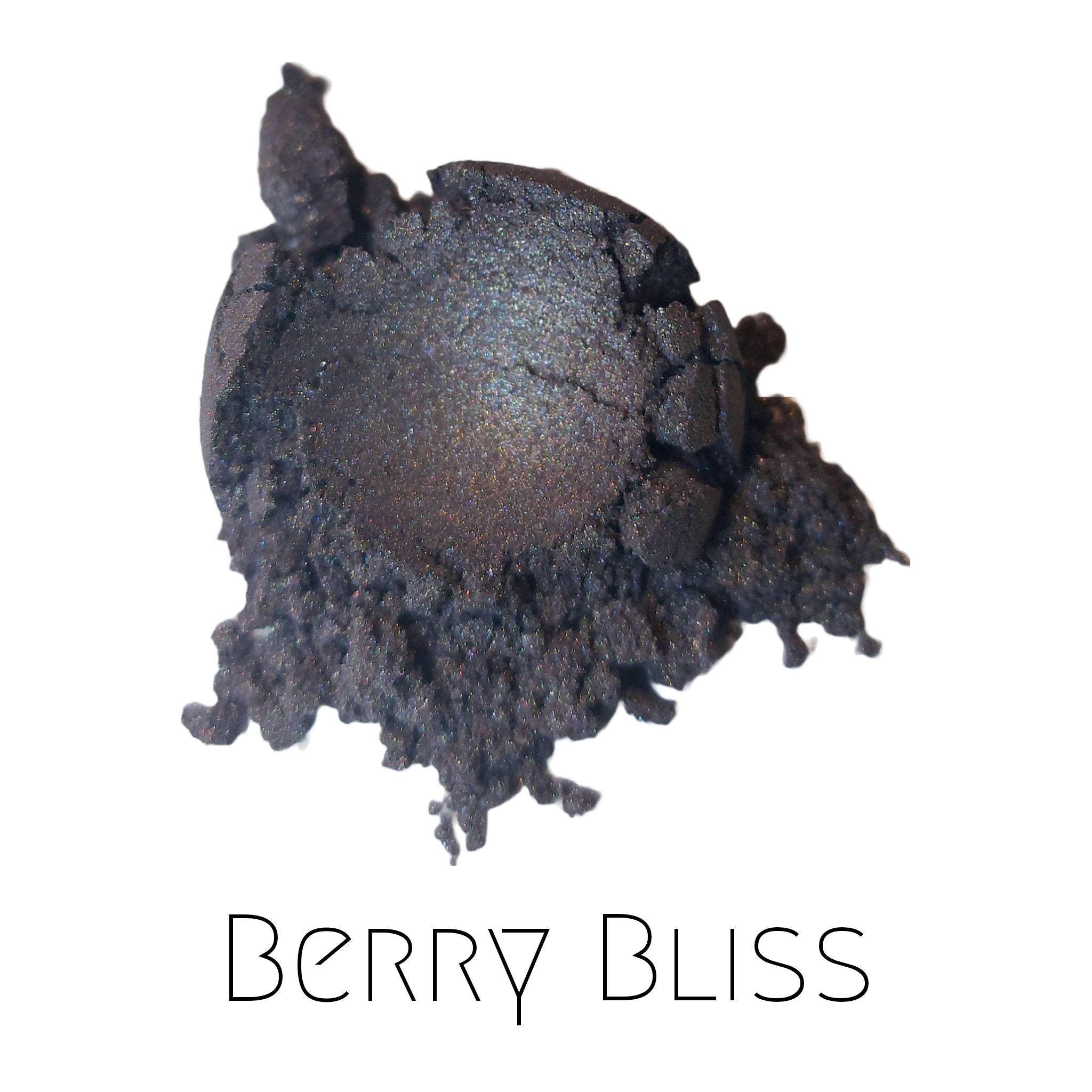 Berry Bliss eyeshadow pot with plum mauve duochrome shimmer, vegan mineral formula in compact round case