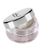 Mineral eyeshadow in light taupe, clear jar, silver lid with BORNE COSMETICS logo