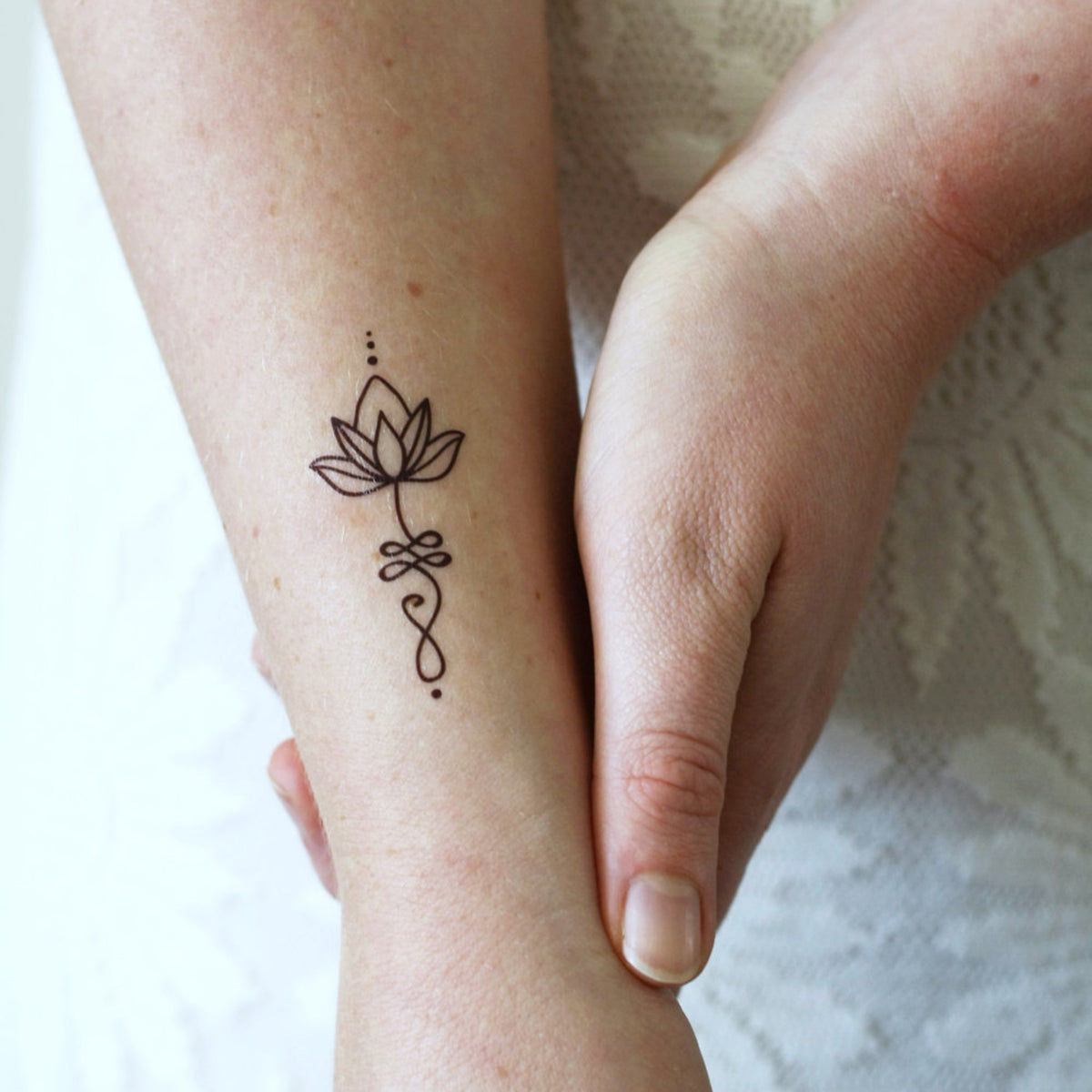 Main product view of Lotus  Unalome Temporary Tattoo Set  Boho Skin-Safe Designs