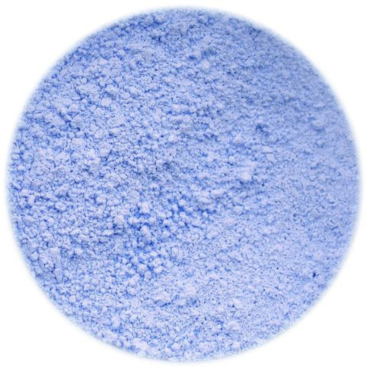Single matte periwinkle blue eyeshadow pan with smooth powder surface in round compact