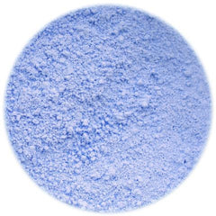 Single matte periwinkle blue eyeshadow pan with smooth powder surface in round compact