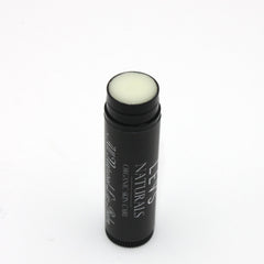 Lip balm stick with black tube, white balm, and "LEVS NATURALS" text visible