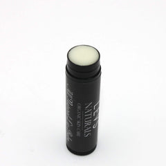 Lip balm stick with black tube, white product, and LEV'S NATURALS text visible