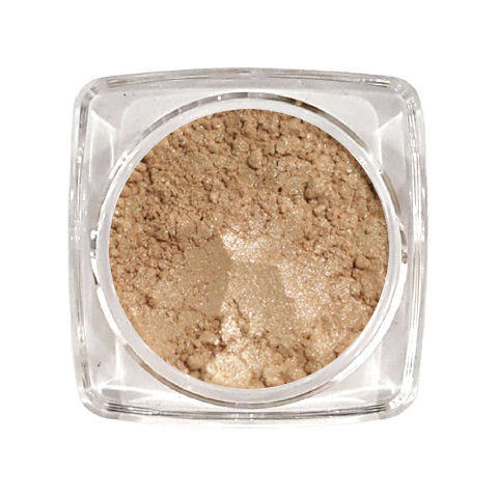 Square glass jar of Smashing Strike eyeshadow with matte black lid and vibrant pink powder inside