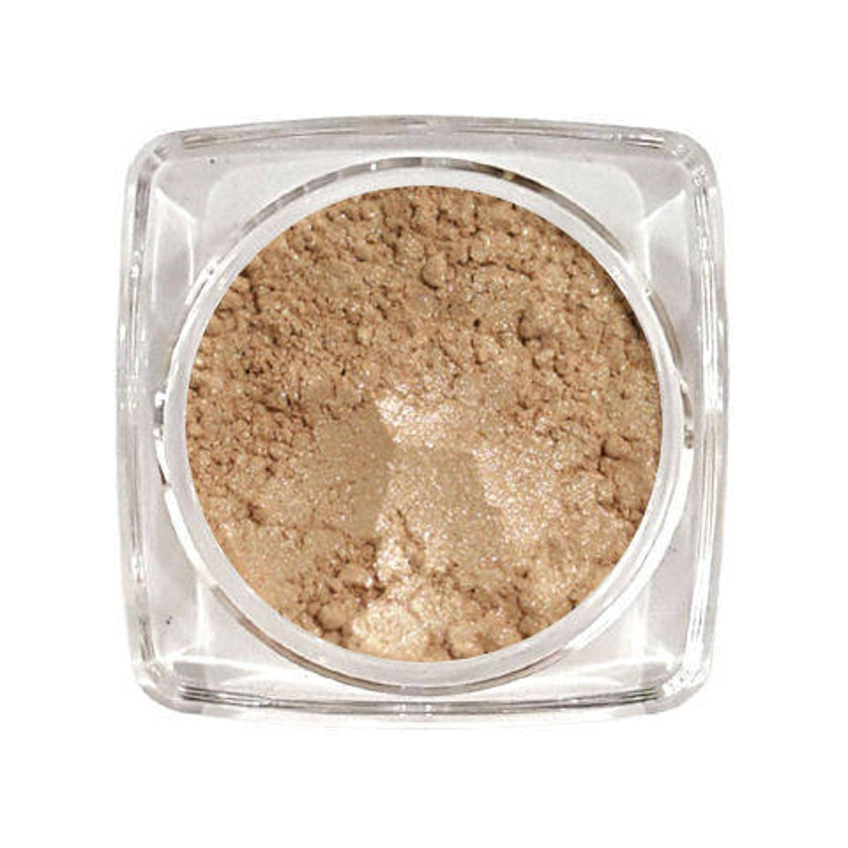 Square glass jar of Smashing Strike eyeshadow with matte black lid and vibrant pink powder inside