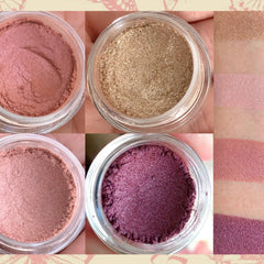 Open rectangular palette displaying six matte and shimmer brown eyeshadows in vegan-friendly packaging