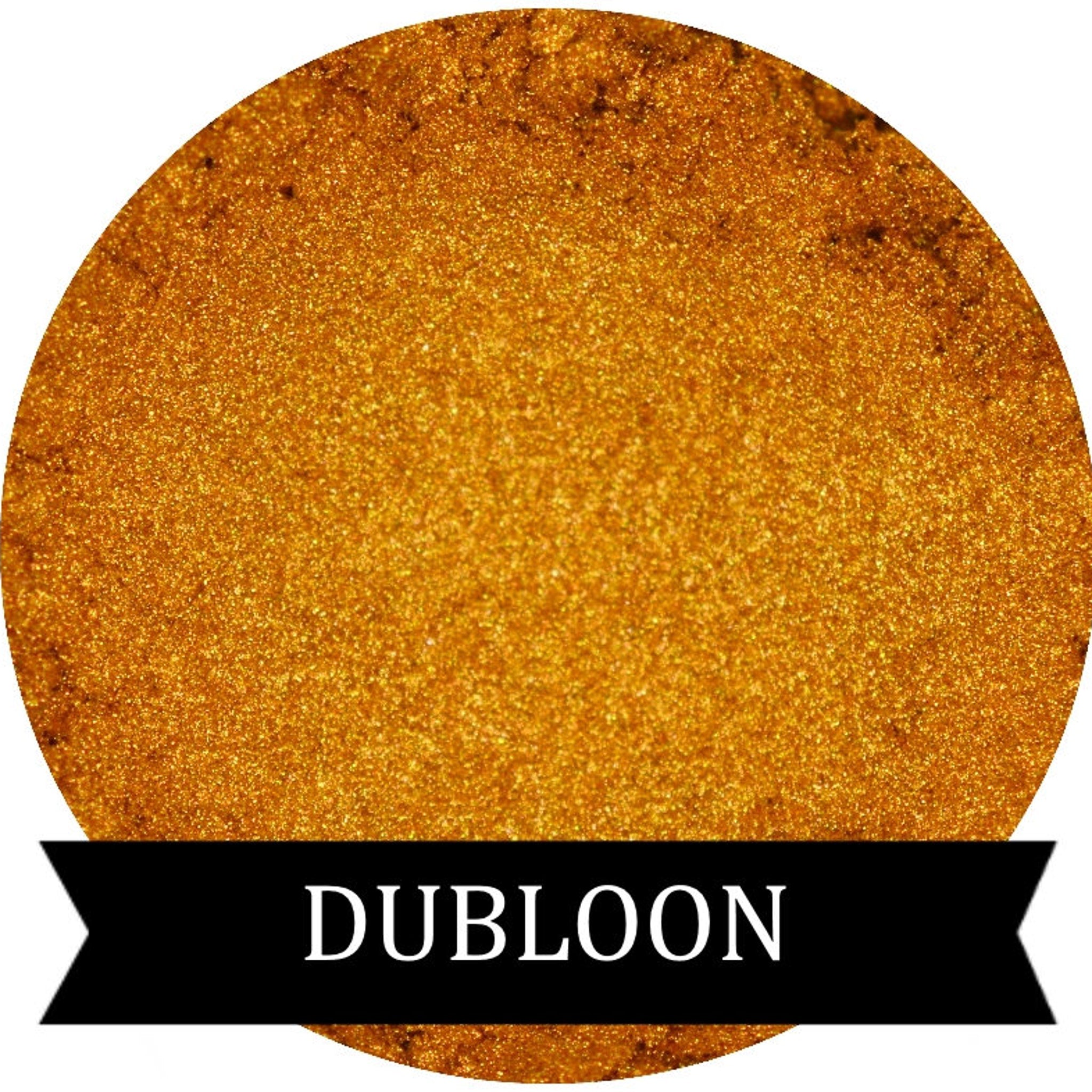 Gold Dubloon eyeshadow pan with metallic finish in a sleek black compact
