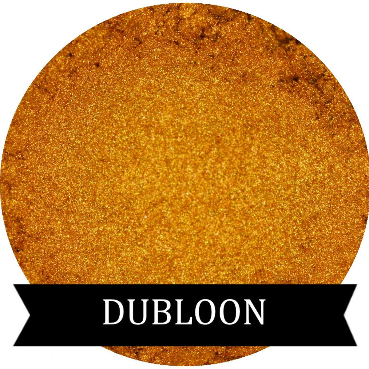 Gold Dubloon eyeshadow pan with metallic finish in a sleek black compact