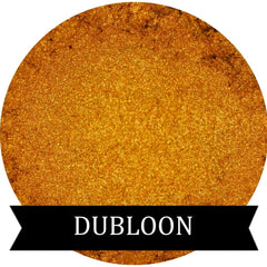 Gold Dubloon eyeshadow pan with metallic finish in a sleek black compact