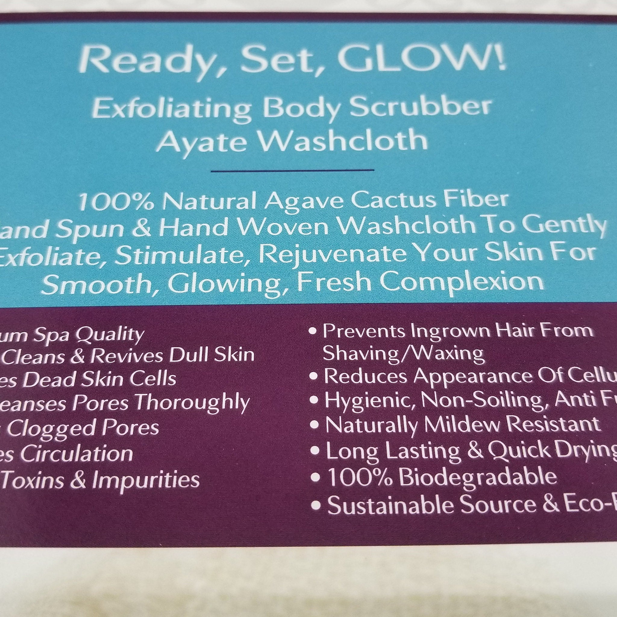 Close-up of textured agave cactus fiber scrubber with natural beige fibers and woven exfoliating surface
