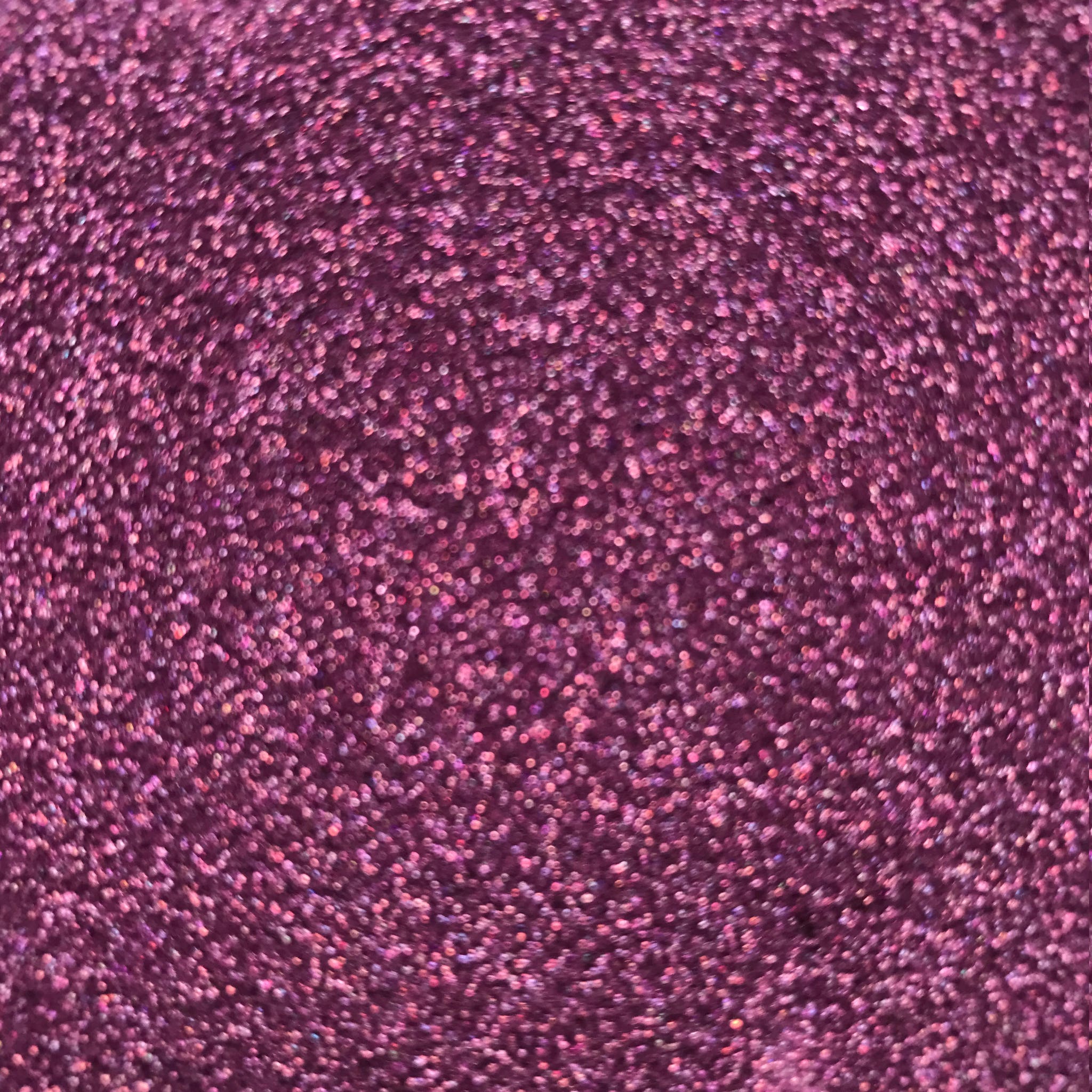Side view of Fairy Dust loose glitter in a clear jar with silver cap, showcasing fine shimmer particles catching light