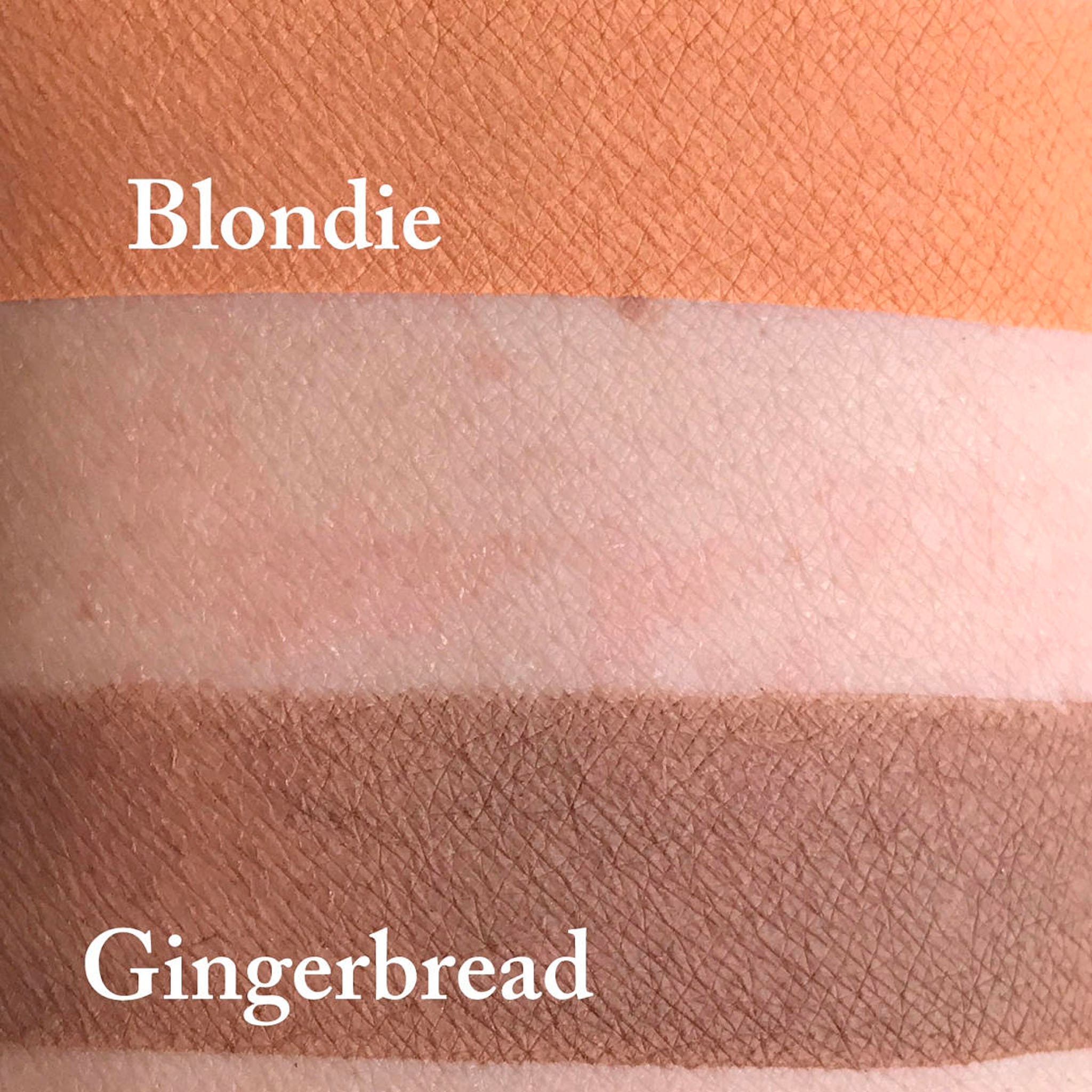Close-up of warm gingerbread matte eyeshadow pan showing rich pigmentation and smooth powder texture