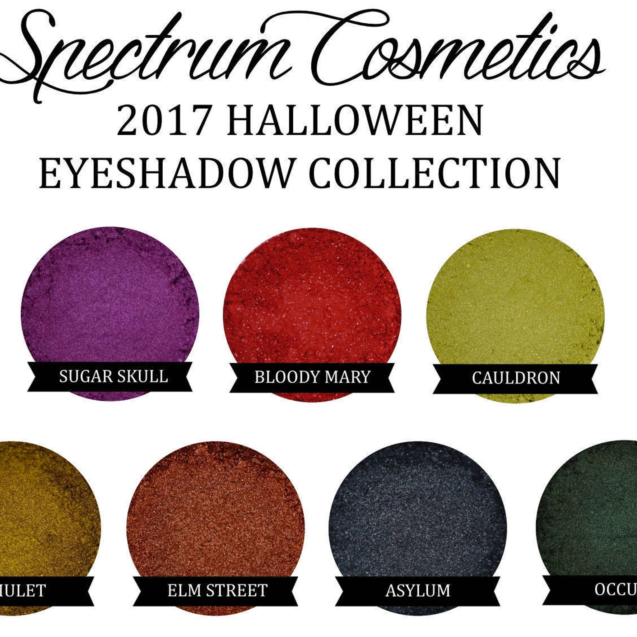 Close-up of vibrant copper orange eyeshadow pan with metallic shimmer finish from ELM STREET Halloween Collection