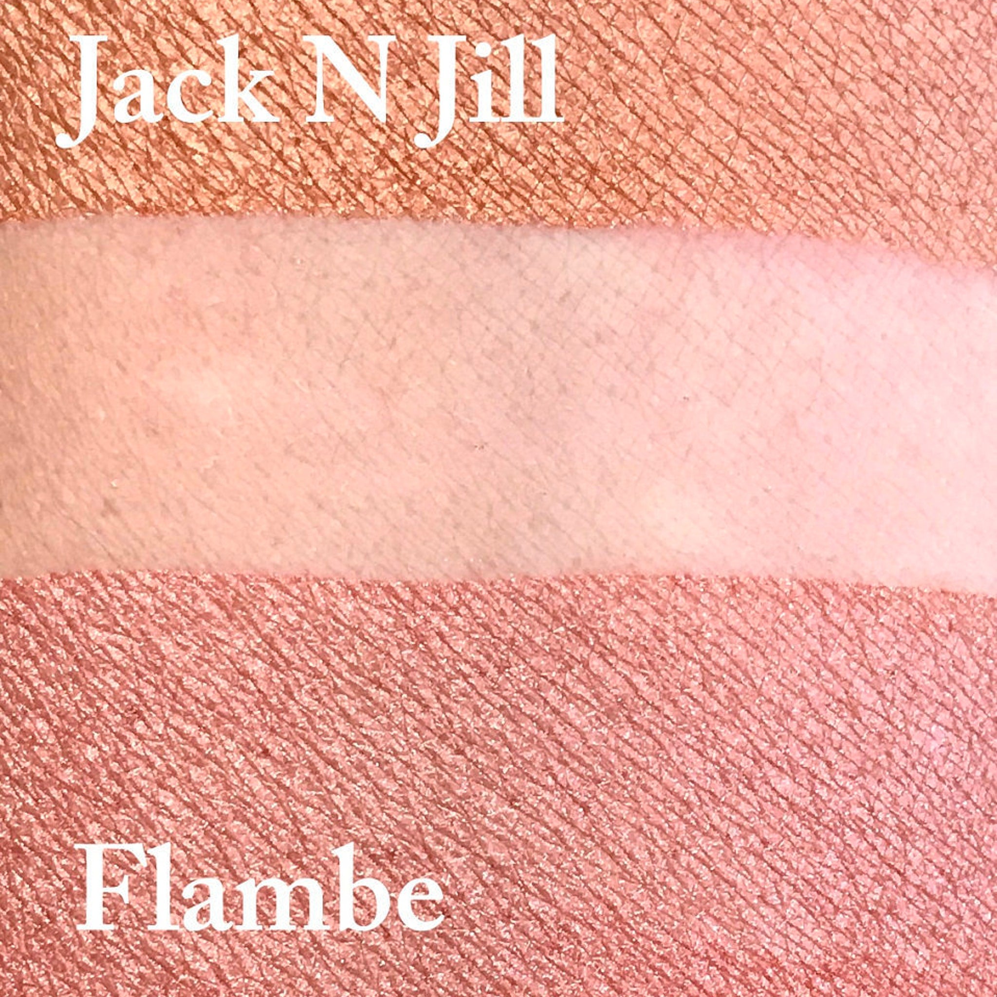 Jack N Jill Flambe swatch, textured rose gold and pale pink color, brand name visible