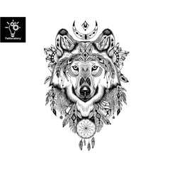 Alternative angle of Gentle Wolf  Feather Temporary Tattoos for Skin-Friendly Style