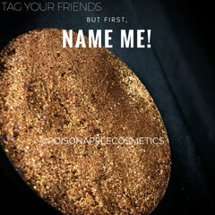 Gold holographic eyeshadow pan with shimmering reflective particles in compact case