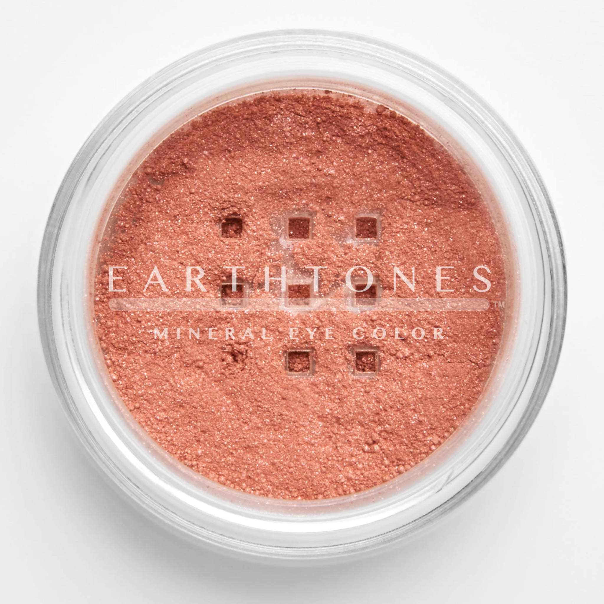 Side view of Rose Sparkle Mineral Eye Shadow compact showing shimmering pink powder texture